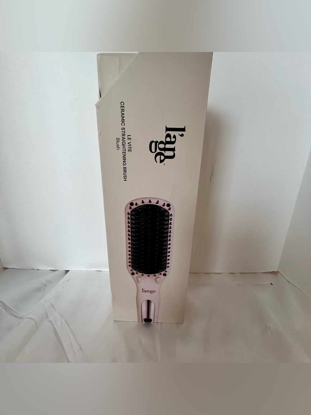 L'ange Hair Le Vite Ceramic Straightening Brush - Blush Pink Open Box Never Used